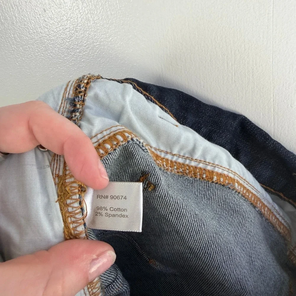 Boston Proper Womens Dark Wash Straight Leg Jeans Double Button Indigo Size 6
